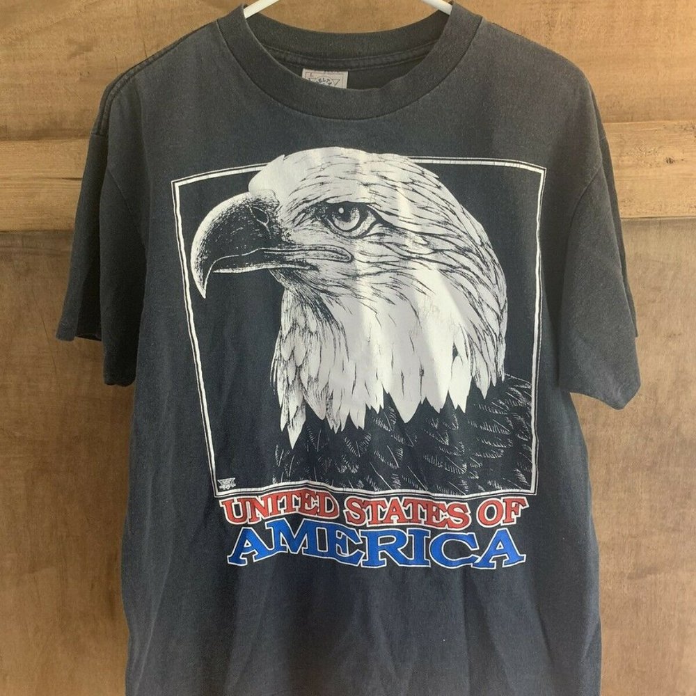Delta Cotton United States of American Eagle T Shirt Size Made USA Single Stitch